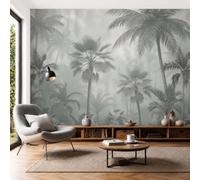 DACRWEKZ Forêt brumeuse 3D Papier Peint Panoramique 450x315cm|Forêt de brume de palmiers Papier Peint Mural Art - Gris-vert Poster Photo Fresque Mural Décoratif