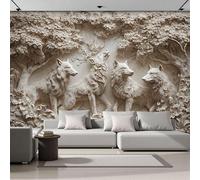 DACRWEKZ Forêt des Loups Papier Peint Décoratif, Thème nature Papier Peint En Soie, Convient Pour Les Salons, Les Chambres, Salles Bains Murs Bureaux Beige 400x280cm