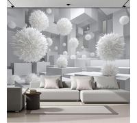 DACRWEKZ Générique Papier Peint Soie Art abstrait cube géométrique 450x356cm Papier Peint Panoramique Grandes Poster Mural Photo pour Salon, Chambre, Décor Fond TV Blanc