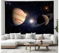 DACRWEKZ Jupiter SaturnBleu foncé - 130x150cm Thème Galaxy Maison Décoration Murale de Tapisseries pour Chambre