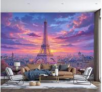 DACRWEKZ La Tour Eiffel Au Coucher Du Soleil Papier Peint Panoramique Ville Romantique Papier Peint Soie Raccord Poster Geant Mural 450x356cm pour Salon Chambre d'enfants restaurant Décoration Murale