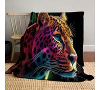 DACRWEKZ Léopard réaliste Violet jaunâtre Couverture De Canapé Microfibre Ultra Douce Plaid Animaux Sauvages, pour Le Salon, La Chambre Et L’extérieur Toutes Saisons 150 x 200cm