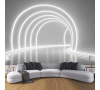 DACRWEKZ Minimalisme Papier Peint Panoramique Tunnel en briques blanches Mur 250 x 175 cm Moderne Papier Peint Soie pour Chambre Salon Bureau Personnalisé Décoration Murale
