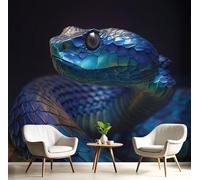 DACRWEKZ Papier Peint animaux réalistes serpent bleu Tapisserie Mural Fresque, Poster Geant Mural, Pour Salon Chambre Fond Tv Style Déco250x175cm