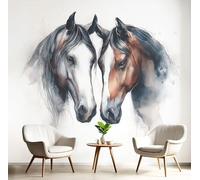 DACRWEKZ Papier Peint Animaux simples Cheval aquarelle Tapisserie Mural Fresque, Poster Geant Mural, Pour Salon Chambre Fond Tv Style Déco400x280cm