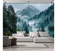DACRWEKZ Papier Peint Brume de la forêt de pins Papier Peint Mystérieux et éthéré vert Poster Panoramique 3D pour Salon Chambre D'Enfant Décoration Murale 400x280cm