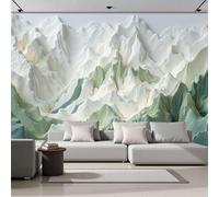 DACRWEKZ Papier Peint Chaîne de montagnes, Style paysage naturel Mural Fond D'écran, Blanc-vert Revêtement Murales Pour Salon Chambre Couloir TV Fond Décor Mural 200x140cm