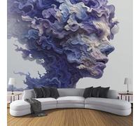 DACRWEKZ Papier Peint figures abstraites profil du visage Soie - 300x210cm Papier Peint Salon Chambre Salle À Manger Chambre D'Enfant Papiers Peints Décoration Murale - Violet