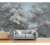 DACRWEKZ Papier Peint Fleurs élégantes Papillon Magnolia Tapisserie Mural Fresque, Poster Geant Mural, Pour Salon Chambre Fond Tv Style Déco200x140cm