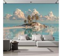 DACRWEKZ Papier Peint île de sable Papier Peint plage tropicale bleu clair Poster Panoramique 3D pour Salon Chambre D'Enfant Décoration Murale 350x256cm