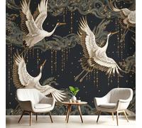 DACRWEKZ Papier Peint Illustrations d'animaux Élégante grue blanche Tapisserie Mural Fresque, Poster Geant Mural, Pour Salon Chambre Fond Tv Style Déco200x140cm