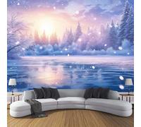 DACRWEKZ Papier Peint Panoramique 150 x 105 cm Hiver de rêve Impression Paysage Végétal Arbres de glace et de neige Peint Décoration Murale Poster violet clair Fresque Murale Salon Chambre Á Coucherr