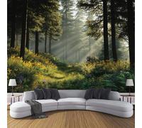 DACRWEKZ Papier Peint Panoramique 350 x 256 cm paysages naturels Impression Paysage Végétal paysage forestier Peint Décoration Murale Poster vert Fresque Murale Salon Chambre Á Coucherr Bureau Salle