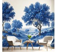 DACRWEKZ Papier Peint Panoramique 3D Soie, 200x140cm rétro français arbres et herbe, Grande Mural, pour Salon, Chambre d'enfant, Chambre Décoration Poster Papier Peint