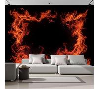 DACRWEKZ Papier Peint Panoramique Art abstrait Motif de flamme - 350x256cm Poster Papier Peint Soie Décoration pour Salon Chambre Tv Fond D'Écran - Rouge orangé