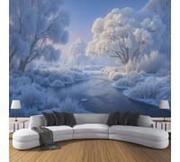 DACRWEKZ Papier Peint Panoramique En Soie Blanc - Thème hivernal - 400 x 280 cm - Revêtement Mural Décoration Gel des arbres Décoration Wallpaper Muraux Photo Salon ChambrePapier