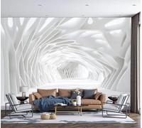DACRWEKZ Papier Peint Panoramique Espace semblable à un tunnel Blanc, Papier Peint Style architectural abstrait Fond pour Chambre Wallpaper, Fresque Murale pour Salon Salle Deco Murale, 250x175cm