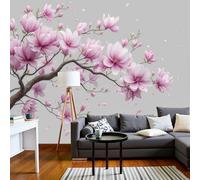 DACRWEKZ Papier Peint Panoramique Fleurs de rêve, Papier Peint Branches et pétales de magnolia pour Chambre, Décoration Murale pour Salon, 400x280cm (L x H) Poster Mural & Wallpaper Rose