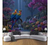 DACRWEKZ Papier Peint Panoramique Illustrations d'animaux,150x105cm, Poster Geant Mural, pour Salon Chambre d'enfants restaurant Décoration Murale,Plantes de Parrot Falls