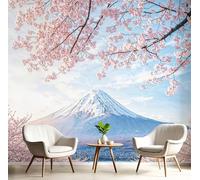 DACRWEKZ Papier Peint Panoramique Paysages naturels,250x175cm, Poster Geant Mural, pour Salon Chambre d'enfants restaurant Décoration Murale,Fleurs de cerisier du mont Fuji