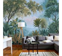 DACRWEKZ Papier Peint Panoramique paysages naturels, Papier Peint Mural Photo Motif Paysage Forêt tropicale exotique vert, Tapisserie Panoramique Salon, Décoration Murale Chambre, 350x256cm