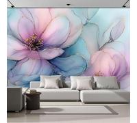 DACRWEKZ Papier Peint Panoramique Peinture à l'encre marbrée 200x140cm Poster Geant Mural 3D, Tapisserie Photo Peinture Murale, Papier Peint Peinture abstraite à l'aquarelle Fresque Bleu-violet