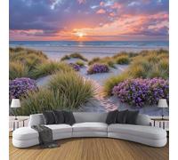 DACRWEKZ Papier Peint Panoramique Photographie de nature 450 x 356 cm - Revêtement Mural Décoration Pour Chambre Salon Cuisine - 3D Peinture Murale Interieur Paysage Sunset Beach - couleur orange
