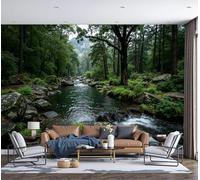DACRWEKZ Papier Peint Panoramique Photographie de paysages naturels, Papier Peint Ruisseau forestier, Fresque Murale Intissée - Décoration Murale Pour Salon, Chambre, Bureau - 350x256cm(non adhésif)