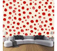 DACRWEKZ Papier Peint Panoramique Point rouge Soie, 450 x 315 cm - Papier Peint Aquarelle simple Grandes Murales Poster pour Salon, Adulte Chambre d'enfants, Étude Décoration