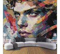 DACRWEKZ Papier Peint Panoramique portrait Gros plan sur le visage d'un homme 250x175cm Soie Fresque Murale - Décoration Murale Moderne - Pour Salon Chambre D'Enfants Restaurant Murales bleu