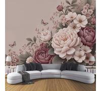 DACRWEKZ Papier Peint Panoramique Soie Fleurs trois dimensions, Décoration Murale | Papier Peint Papillon pivoine trois dimensions pour Salon Chambre Bureau, Décoration Photo Murales 450x315cm