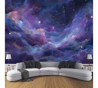 DACRWEKZ Papier Peint Panoramique Style cosmique mystérieux Espace nébuleux 350x256cm Soie Fresque Murale - Décoration Murale Moderne - Pour Salon Chambre D'Enfants Restaurant Murales Violet