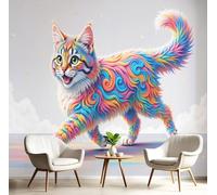 DACRWEKZ Papier Peint Panoramique Style De Peinture À L'Huile Océanique 450x356cm - Décoration murale moderne - fond Chambre des Enfants Bureau Décoration de Maison - Pétales De Baleine - Bleu