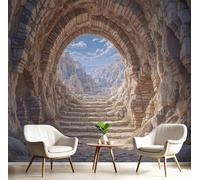 DACRWEKZ Papier Peint Panoramique Style rétro Soie, 300 x 210 cm - Papier Peint Tunnel de briques Grandes Murales Poster pour Salon, Adulte Chambre d'enfants, Étude Décoration