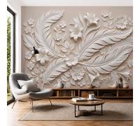 DACRWEKZ Papier Peint Panoramique Une touche de luxe avec un style tridimensionnel Pétales de lys plumeux 350x256cm | Papier Peint soie Moderne Mode Géant 3D Décoration Murale
