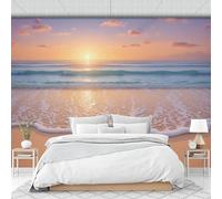 DACRWEKZ Papier peint Paysages océaniques 450x356cm - Plage, mer, coucher de soleil - Revêtement mural décoration pour chambre salon cuisine - Design unique et moderne - jaune doré