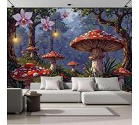 DACRWEKZ Papier Peint Soie Ampoule champignon géante, Papier Peint Panoramique Rouge et bleu Style fantastique pour Salon Chambre Bureau Couloir, Décoration Murale, 450x356cm (L x H)