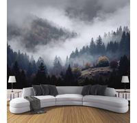 DACRWEKZ Papier peint Soie brume forestière 200x140cm Décoration Murale Poster Tableaux Muraux Tapisserie Panoramique Photo Panorama naturel Paysage Papiers peints Nature Blanc