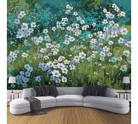 DACRWEKZ Papier Peint Soie Fleurs de campagne 450 x 315 cm Papier Peint Panoramique Peinture à l'huile champ de fleurs Décoration Murale pour Salon, Chambre, Décor Fond TV