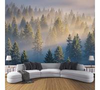 DACRWEKZ Papier peint Soie forêt de pins 350x256cm Décoration Murale Poster Tableaux Muraux Tapisserie Panoramique Photo Plantes panoramiques Paysage Papiers peints Nature jaune-vert