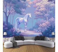 DACRWEKZ Papier Peint Soie Licorne de la forêt 250 x 175 cm Papier Peint Panoramique Thème fantastique Tableaux Décoration Murale pour Salon, Chambre, Décor Fond TV - violet clair