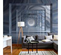 DACRWEKZ Papier Peint Soie Panoramique Couloir de vortex, 450x356cm,Technologie abstraite Mural Personnalisé, bleu-gris, pour Salon Chambre restaurant Décoration Murale