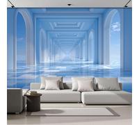 DACRWEKZ Papier Peint Soie Panoramique Couloir spatial, 450x356cm,Technologies du futur Mural Personnalisé, bleu, pour Salon Chambre restaurant Décoration Murale