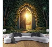 DACRWEKZ Papier Peint Soie Panoramique Mystérieux et onirique, 300x210cm, Aube de lierre Mural Personnalisé, or, pour Salon Chambre restaurant Décoration Murale