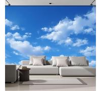DACRWEKZ Papier Peint Soie Panoramique Paysage Simple, 350x256cm, Ciel Bleu Et Nuages Blancs Mural Personnalisé, Bleu, pour Salon Chambre restaurant Décoration Murale