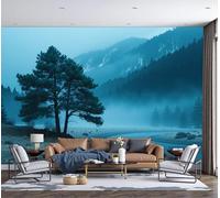 DACRWEKZ Papier Peint Soie Panoramique Paysages naturels, 250x175cm, Ruisseau de Pine Mountain Mural Personnalisé, Bleu-gris, pour Salon Chambre restaurant Décoration Murale