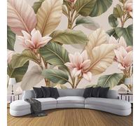 DACRWEKZ Papier Peint Soie Plantes tropicales, Papier Peint Panoramique Feuilles de bananier Rose Vert pour Salon Chambre Bureau Couloir, Décoration Murale, 400x280cm