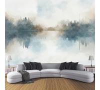 DACRWEKZ Papier Peint Soie Surface du lac par temps nuageux 400x280cm Papier Peint Panoramique Abstrait rétro Tableaux Décoration Murale pour Salon, Chambre, Décor Fond TV - bleu foncé