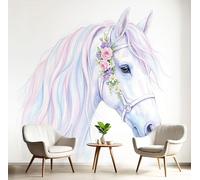 DACRWEKZ Papier Peint Style de rêve, Papier Peint Fleur de licorne Violet clair Pour Salon Chambre Bureau Couloir, Décoration Murale Poster Intérieure, 300x210cm