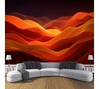 DACRWEKZ Papier Peint Vent abstrait qui circule forme ondulée Soie - 300x210cm Papier Peint Salon Chambre Salle À Manger Chambre D'Enfant Papiers Peints Décoration Murale - Rouge orangé